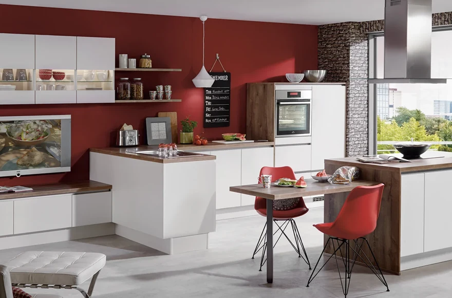 Cuisine équipée Laser en blanc, de style industriel et scandinave, vue 1 sur 4