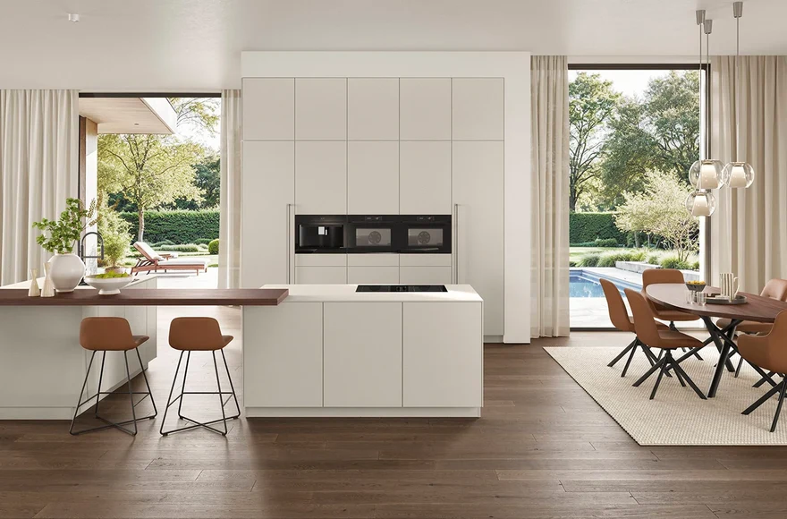 Cuisine équipée Softline en vernis, sable Perfect mat, de style minimaliste, vue 1 sur 5