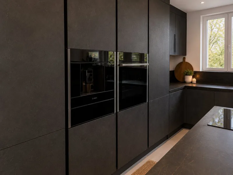 Cette cuisine haut de gamme séduit par son design épuré et ses…, réalisée par Cuisines ELITE Pontault-Combault, vue 1 sur 2