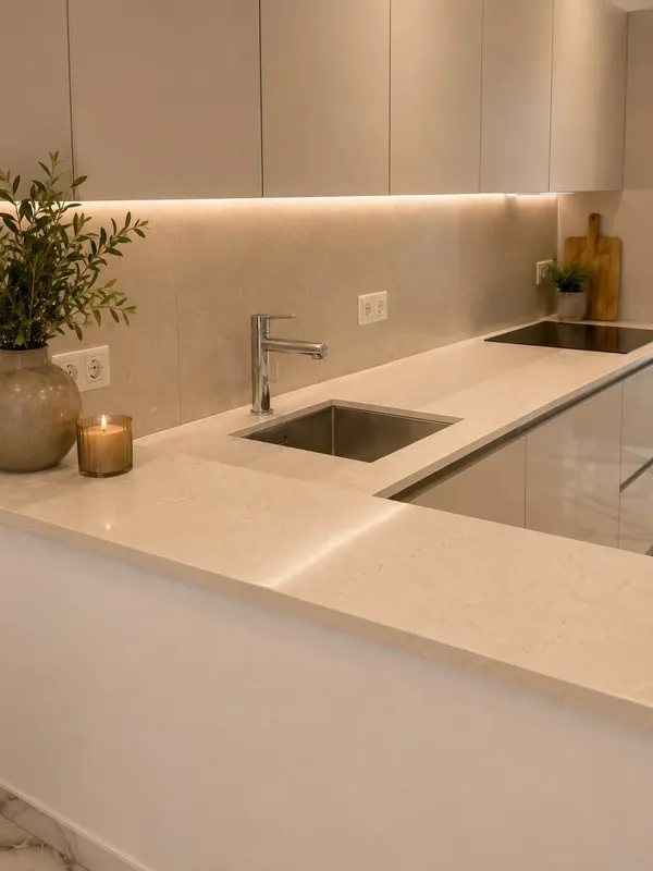 Cette cuisine contemporaine séduit par son élégance…, réalisée par Cuisines ELITE Pontault-Combault, vue 1 sur 4