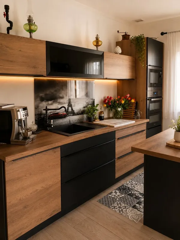 Cuisine industrielle au charme authentique, réalisée par Cuisines ELITE Toulon, vue 1 sur 2