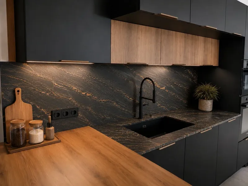 Cuisine au design contemporain et raffiné (projet 2), réalisée par Cuisines ELITE Toulon, vue 1 sur 4